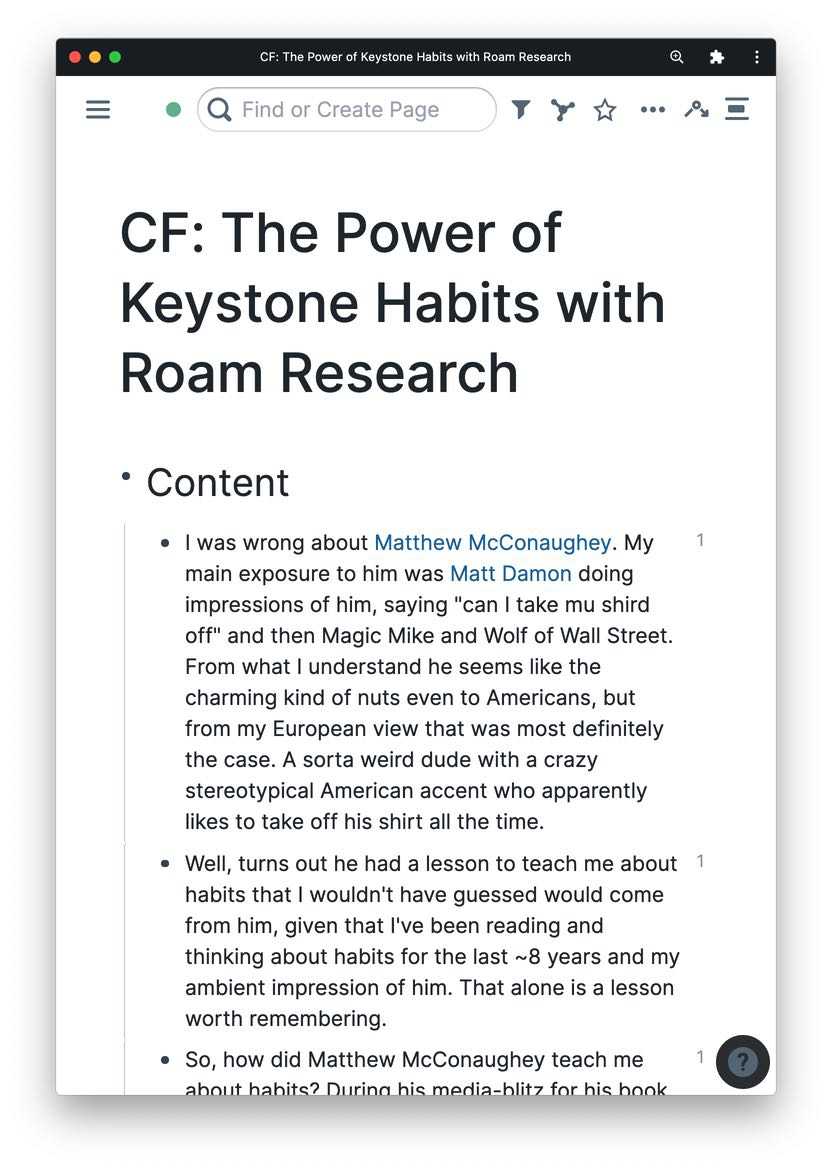 The Power of Keystone Habits with Roam Research